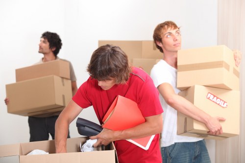 Packed household boxes ready for removal services